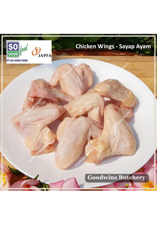 Chicken bone-in WINGS ayam broiler sayap frozen SoGood Food (price/pack 600g 5-6pcs)